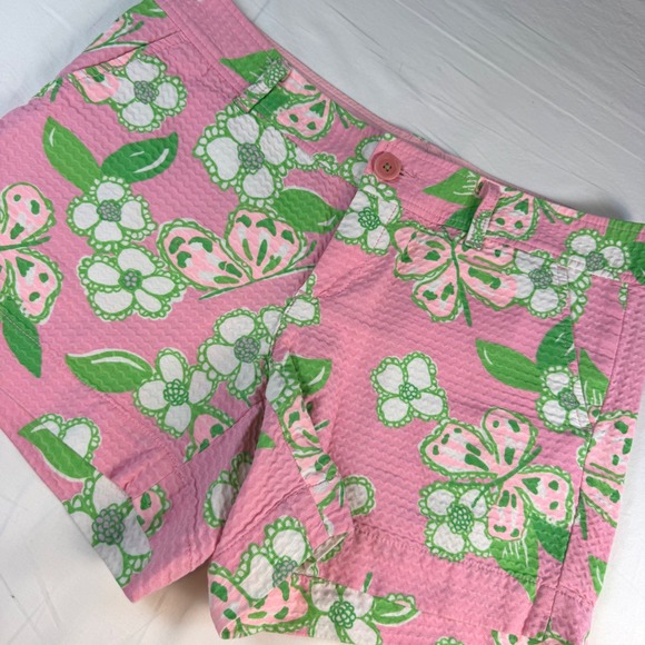 Lilly Pulitzer Pants - Lilly Pulitzer Callahan Short Womens 8 Pink Green Floral Tropical Summer EUC